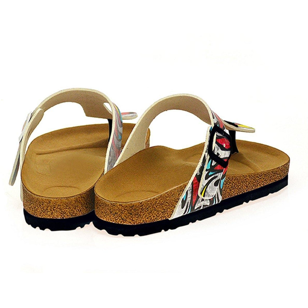 Red, Blue, Yellow Geometric Patterned Sandal - CAL515