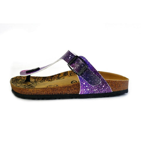 Purple, Blue, Pink Colored Space Star Bright, Patterned Sandal - CAL525