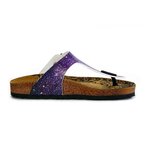 Purple, Blue, Pink Colored Space Star Bright, Patterned Sandal - CAL525