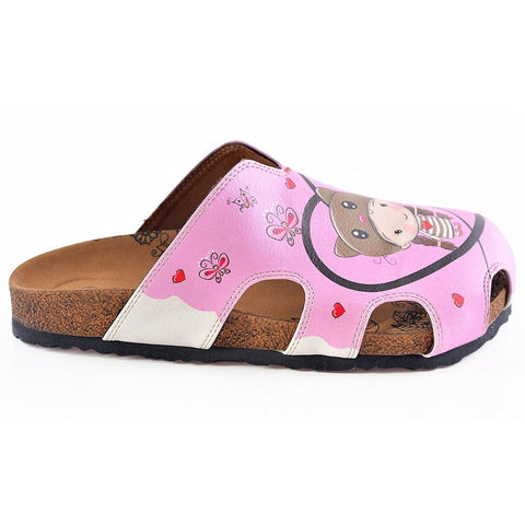 Pink Colored and Love Forever Written Patterned Cute Child Patterned Clogs - WCAL604