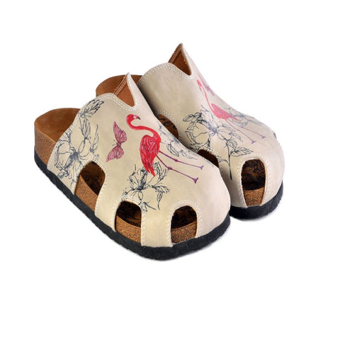 Purple Butterflied and Red Flamingo Patterned Clogs - CAL609