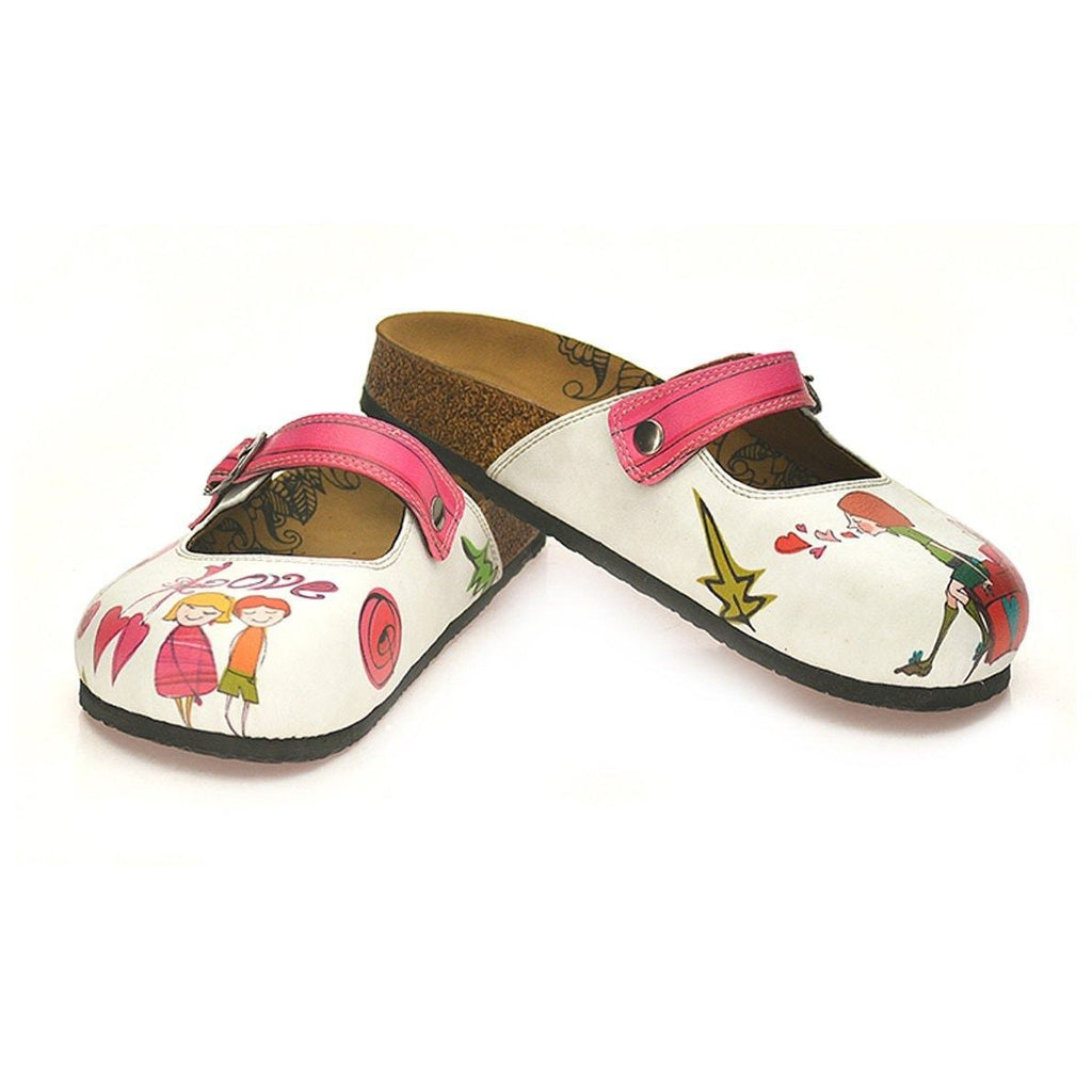 Pink Colored, Sweet Children and I Love You Written Patterned Logs Clogs - CAL808