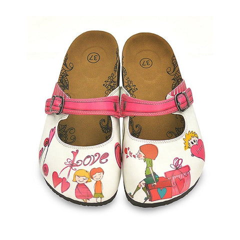Pink Colored, Sweet Children and I Love You Written Patterned Logs Clogs - CAL808