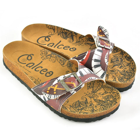 Claret Red Colored Piano Patterned Sandal - CAL901