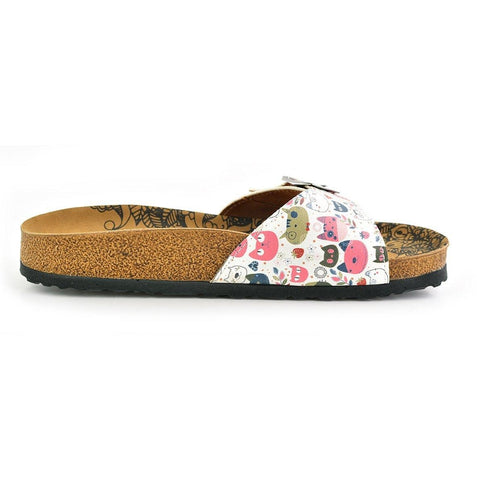 Colored Flowers and Cats Patterned Sandal - CAL906