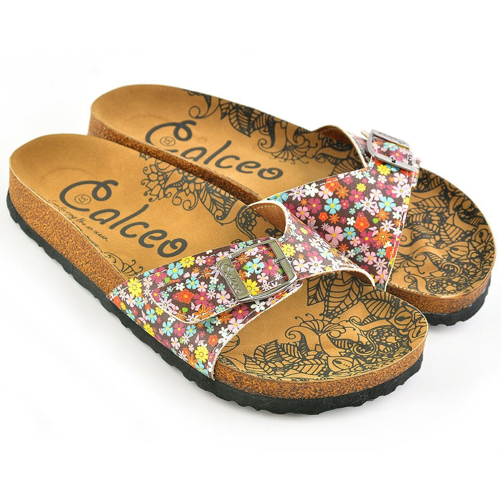 Claret Red Colored and Flowers Patterned Sandal - CAL908
