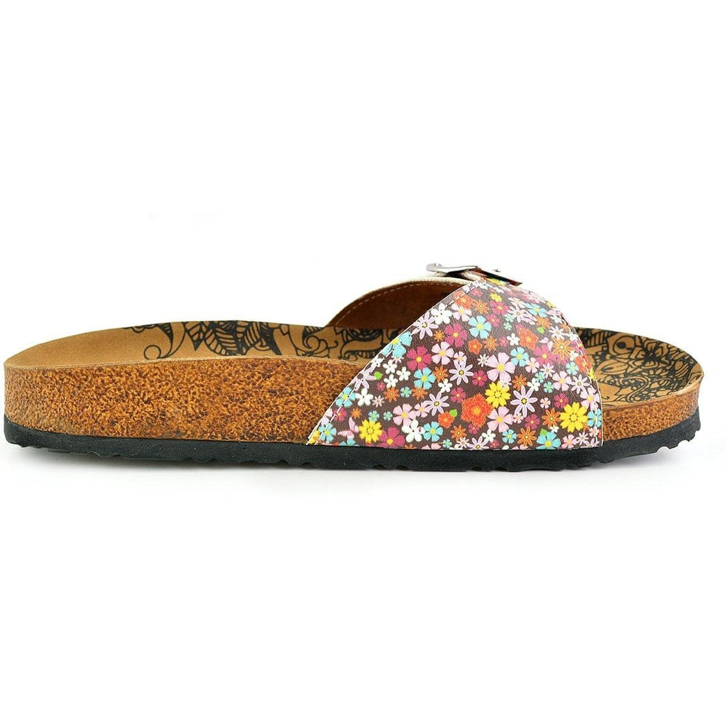 Claret Red Colored and Flowers Patterned Sandal - CAL908