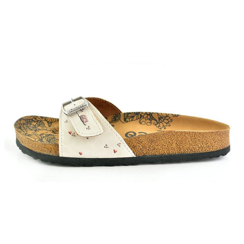 Cream and Grey Colored Sweet Playing Cat Patterned Sandal - CAL909