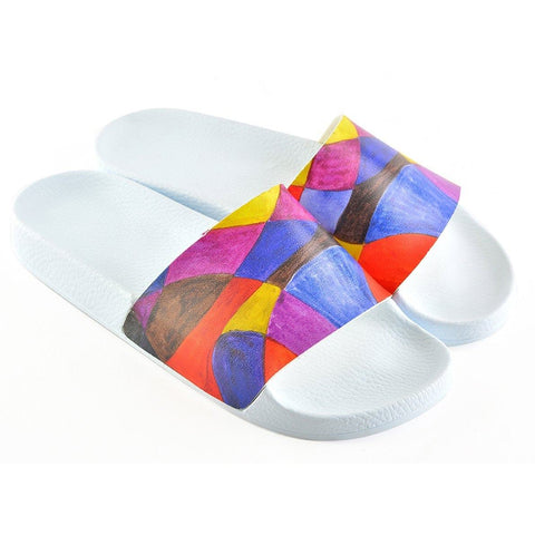Colored Pastel Pattern Geometric Patterned Sandal - CAP107