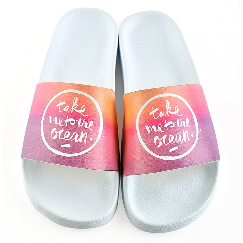 Take me to the Ocean Written and Colored Watercolor Patterned Sandal - CAP114