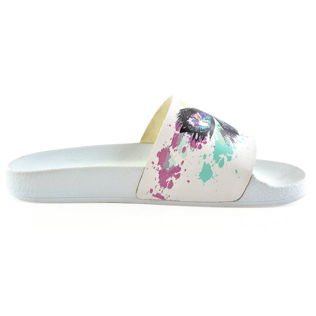 White, Purple, Blue Watercolor, Black Colored Butterflied Patterned Sandal - CAP115