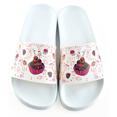 White and Colored Cupcake Patterned Sandal - CAP117