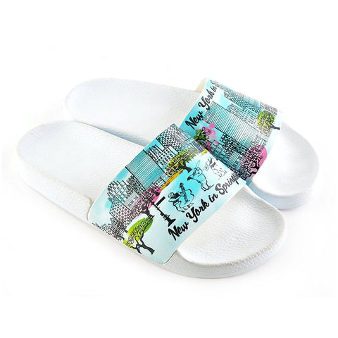 Blue and Colorful Tree Pattern and New York in Spring, Patterned Sandal - CAP119
