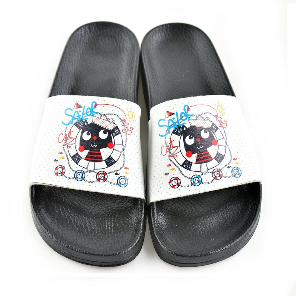 Blue Colored, Solar Writtened and Colored Sandal, Cat Patterned Sandal - CAP203