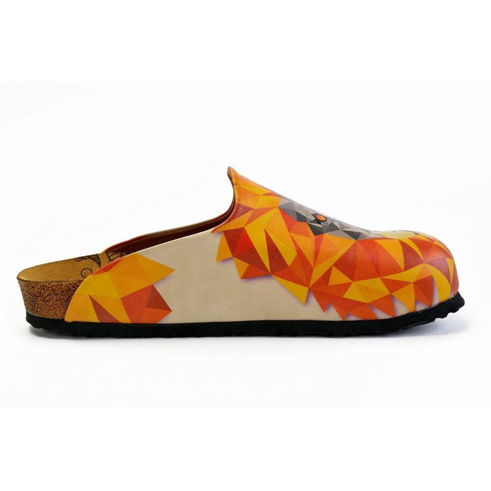 Orange and Red Colored Lion Patterned Clogs - CET101