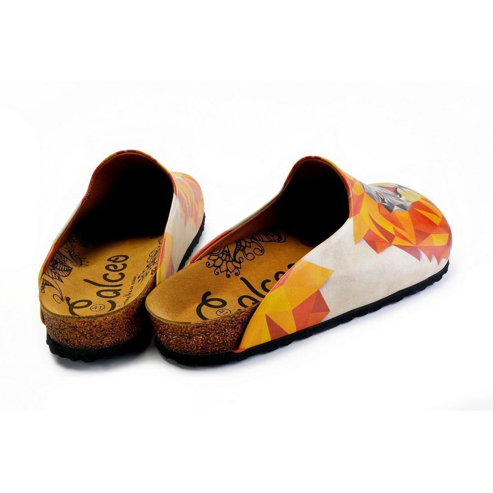 Orange and Red Colored Lion Patterned Clogs - CET101