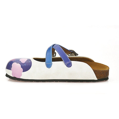 Blue Colored Nighttime Heart, Purple Colored Sweet Cat Patterned Clogs - WCAL116