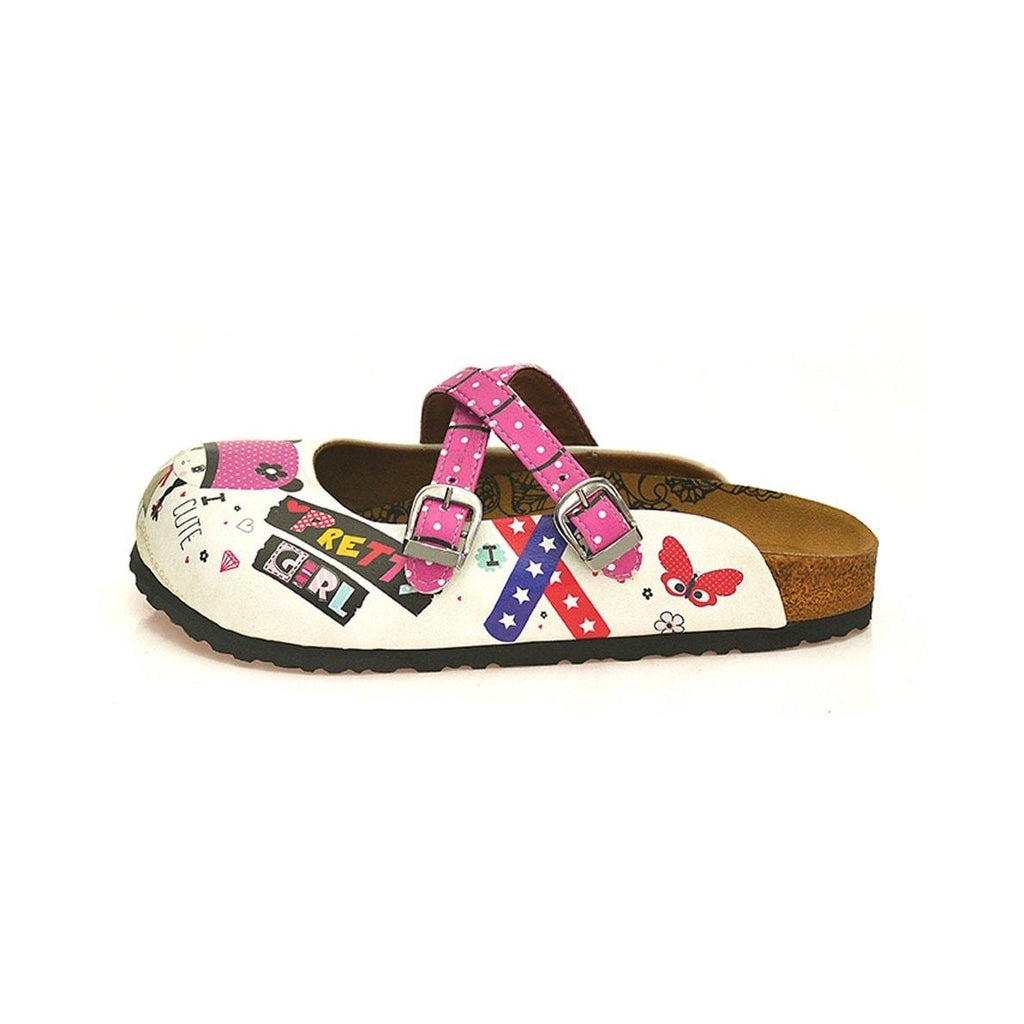 Pink and White Colored Polkadot Pattern, Pink and White Pretty Girl Patterned Clogs - WCAL130