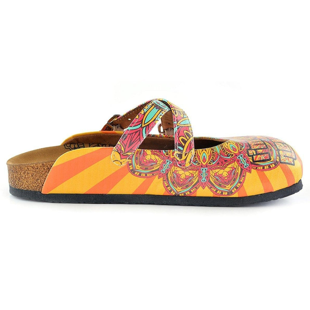 Red and Yellow Colored Flowered Caravan Patterned Clogs - WCAL134