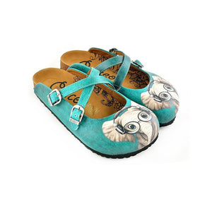 Blue Colored Pattern and Grey Elephant Patterned Clogs - WCAL140