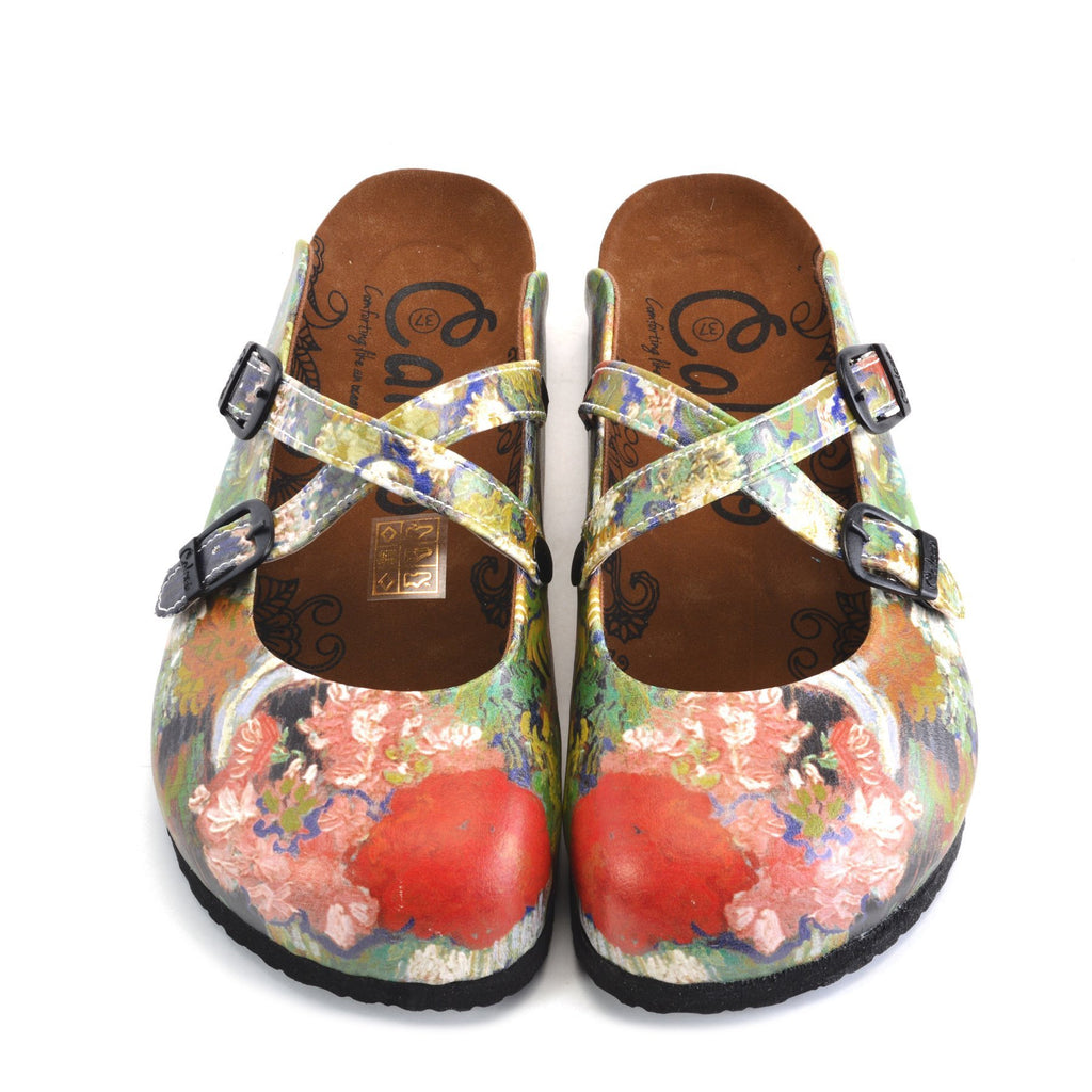 Colorful Rose Garden Patterned Clogs - WCAL159