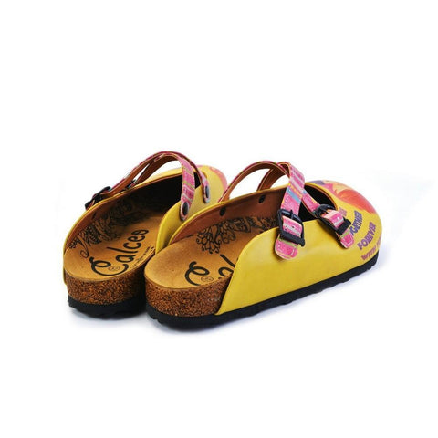 Pink, Green Striped, Yellow Pattern Kiss Child Patterned Clogs - WCAL170