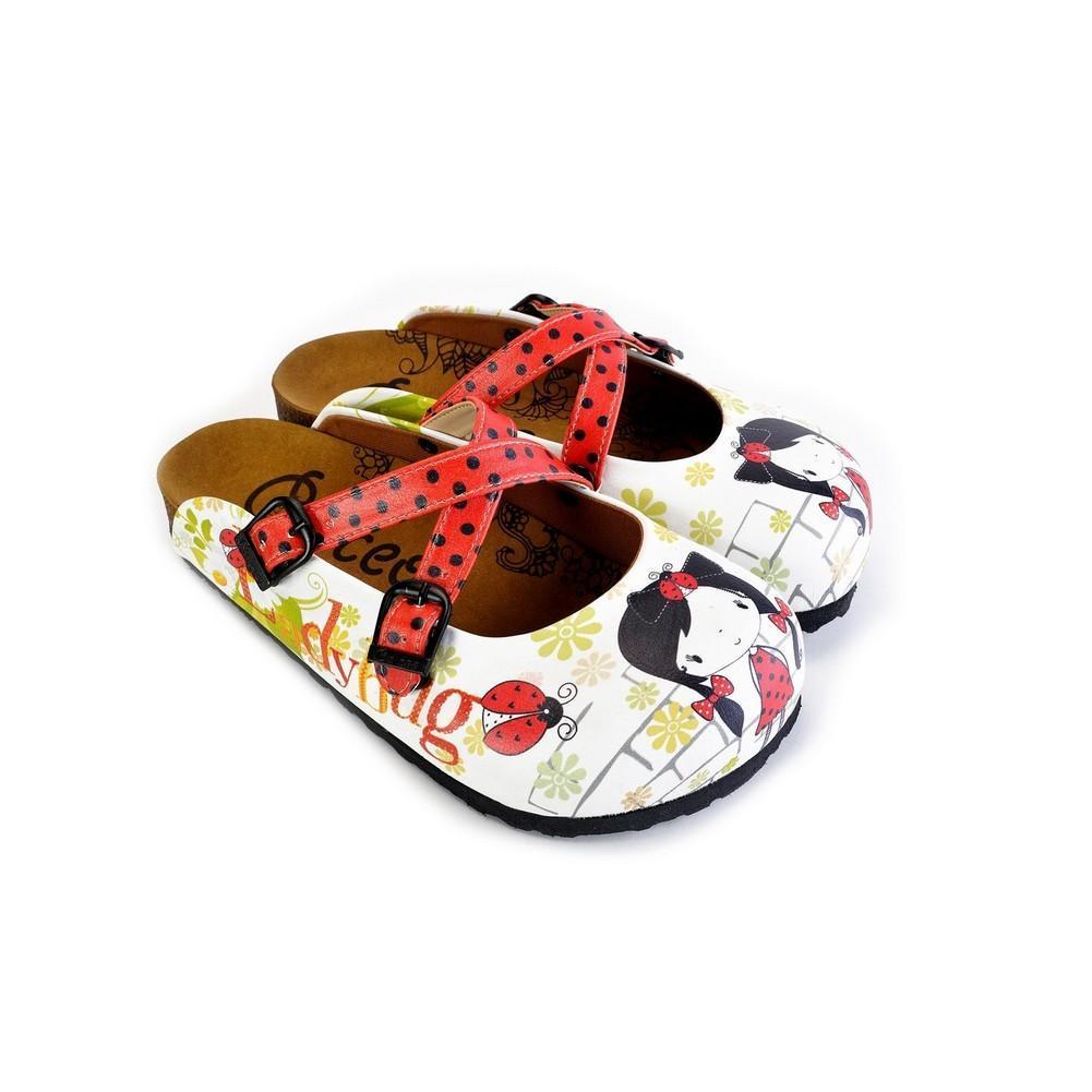 Red and Black Polkadot Pattern Cute Girl Patterned Clogs - WCAL171