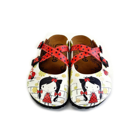 Red and Black Polkadot Pattern Cute Girl Patterned Clogs - WCAL171