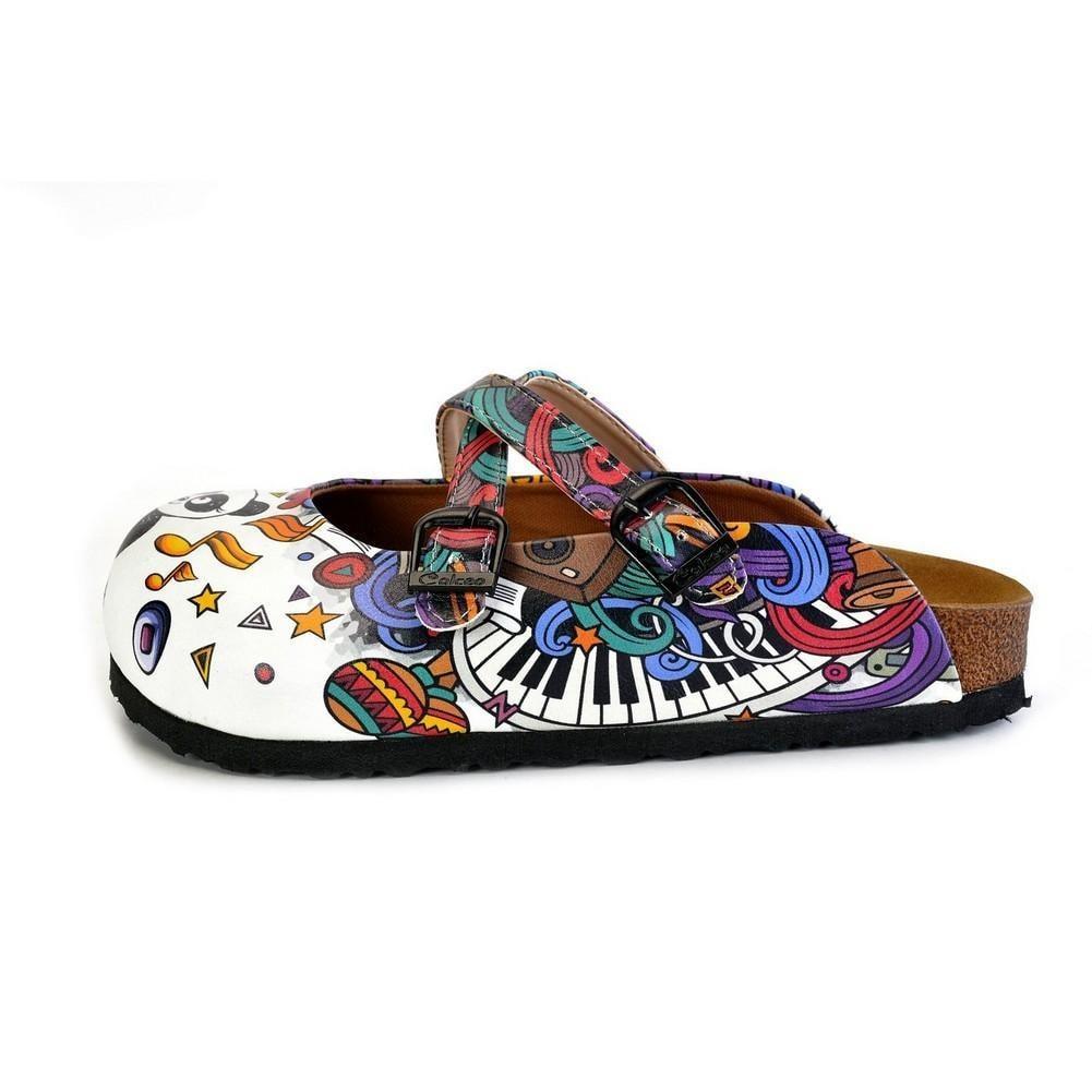 Colorful Moving and Mixed Patterned and White Dancing Panda Patterned Clogs - WCAL176