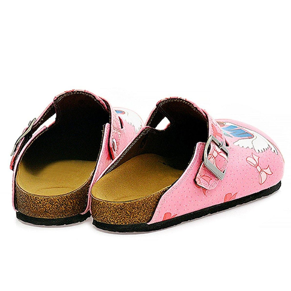 Pink and White Pow Pattern, Hi Mom Written Patterned Clogs - WCAL323