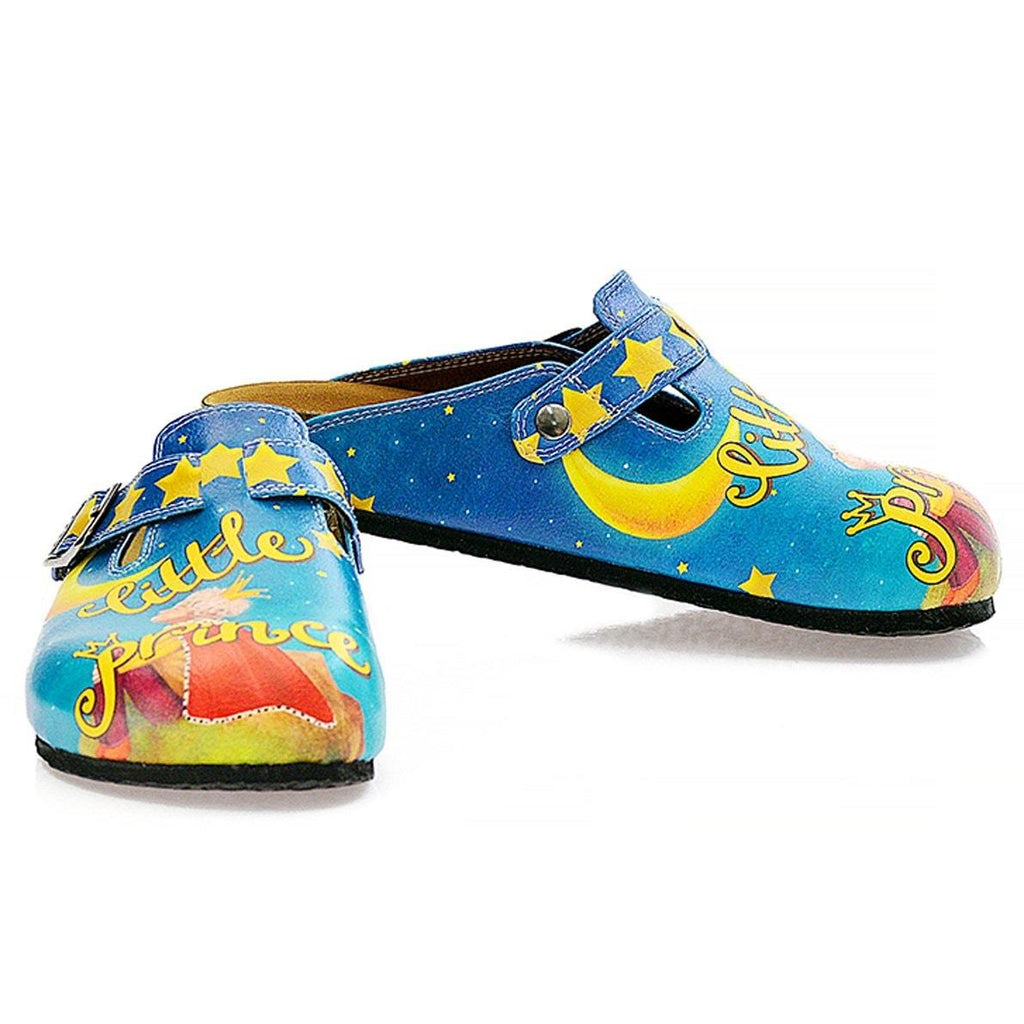 Blue and Yellow Colored, Moon and Star Patterned, Little Prince Patterned Clogs - WCAL324