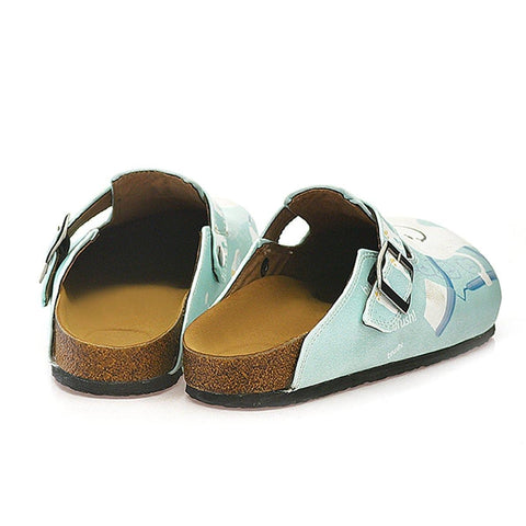 White and Light Blue Colored Dentist Patterned Clogs - WCAL329