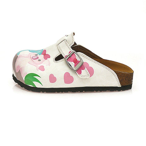 White and Pink Bow Pattern, White, Pink, Blue Colored Koala Patterned Clogs - WCAL333