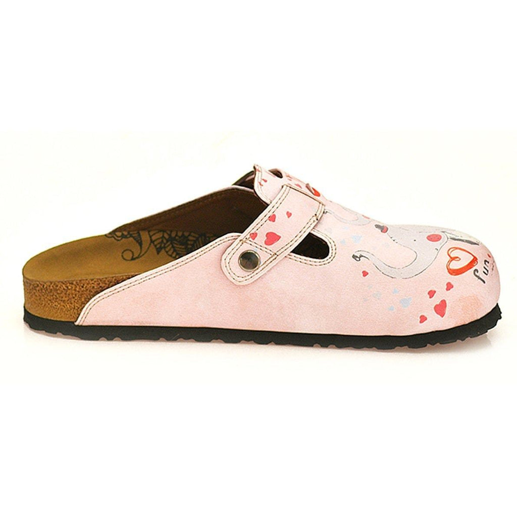 Pink and Red Colored, Fun Elephant Patterned Clogs - WCAL338