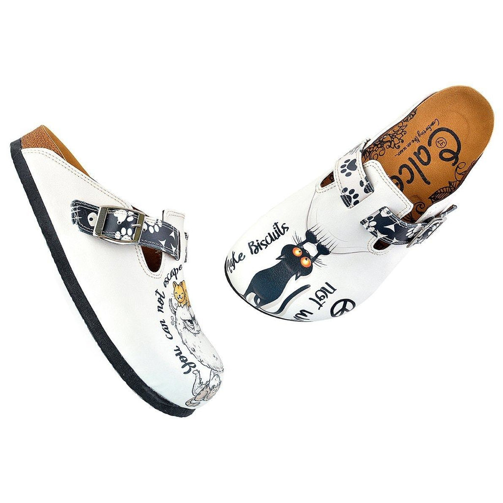 Black Paw and Cute Naughty Animals Patterned Clogs - WCAL342