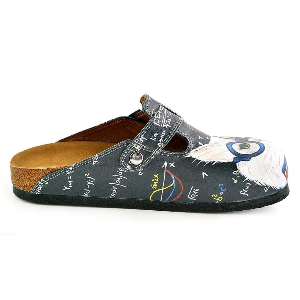 Grey Colored and White Glasses Cat Patterned Clogs - WCAL343