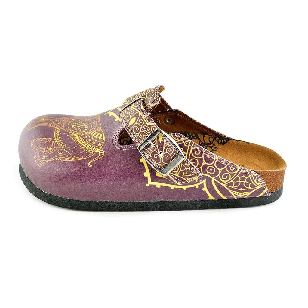 Yellow Mozaic Patterned and Purple Elephant Patterned Clogs - WCAL345