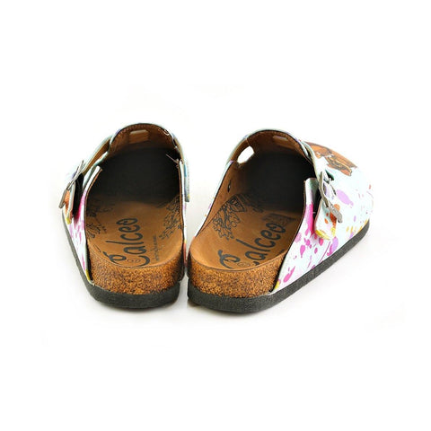 Colored Watercolor Patterned and Brown Dancing Cute Mouse Patterned Clogs - WCAL353