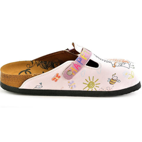 Purple and White Colored, Patterned and Mom and Kids Patterned Clogs - WCAL354