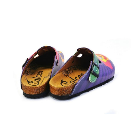 Green, Purple and Red Colored Patterned and Yellow Clown Patterned Clogs - WCAL365