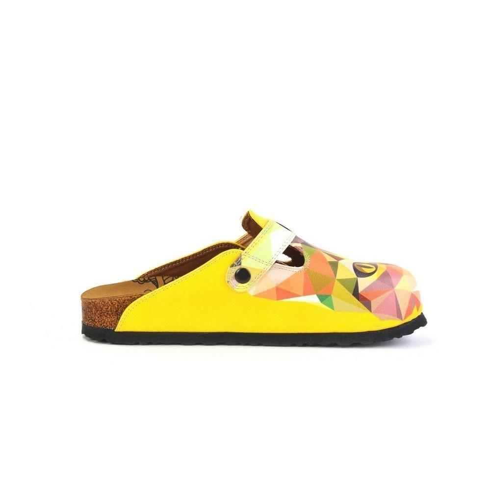 Green and Yellow Colored, Polygon Patterned Dog and Cat Patterned Clogs - WCAL366