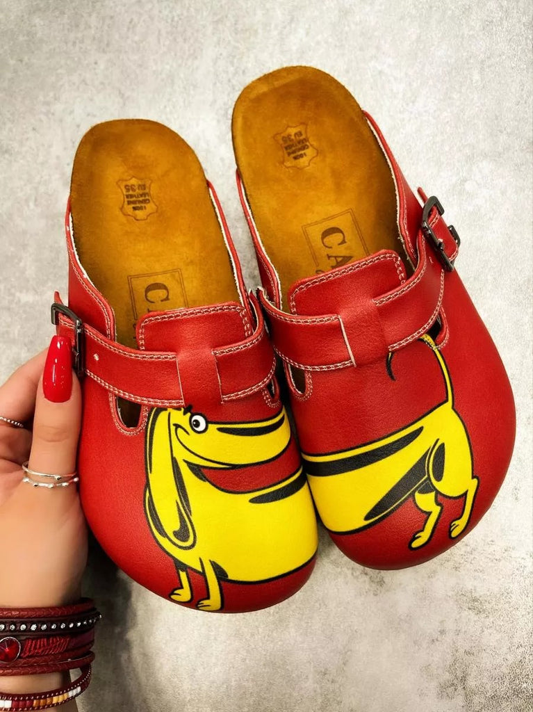 Red & Yellow Dog Buckle Clogs - WCAL376